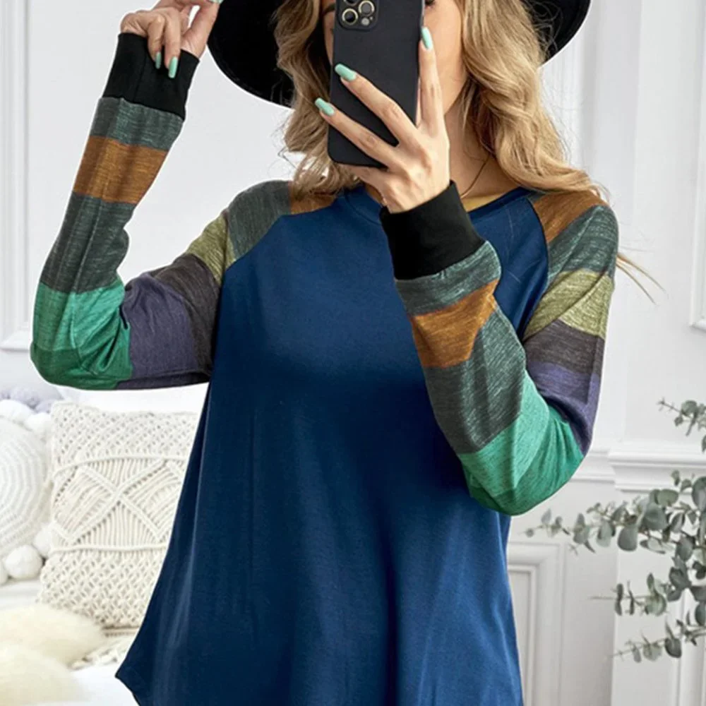 💜 New Navy Colorful Sleeves Top - Picture 2 of 9